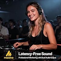 Vista 6 de MAONO Auriculares de estudio con controladores de 50 mm Pro Monitor de estudio, MH501 Auriculares cerrados con cable no desmontable para grabación