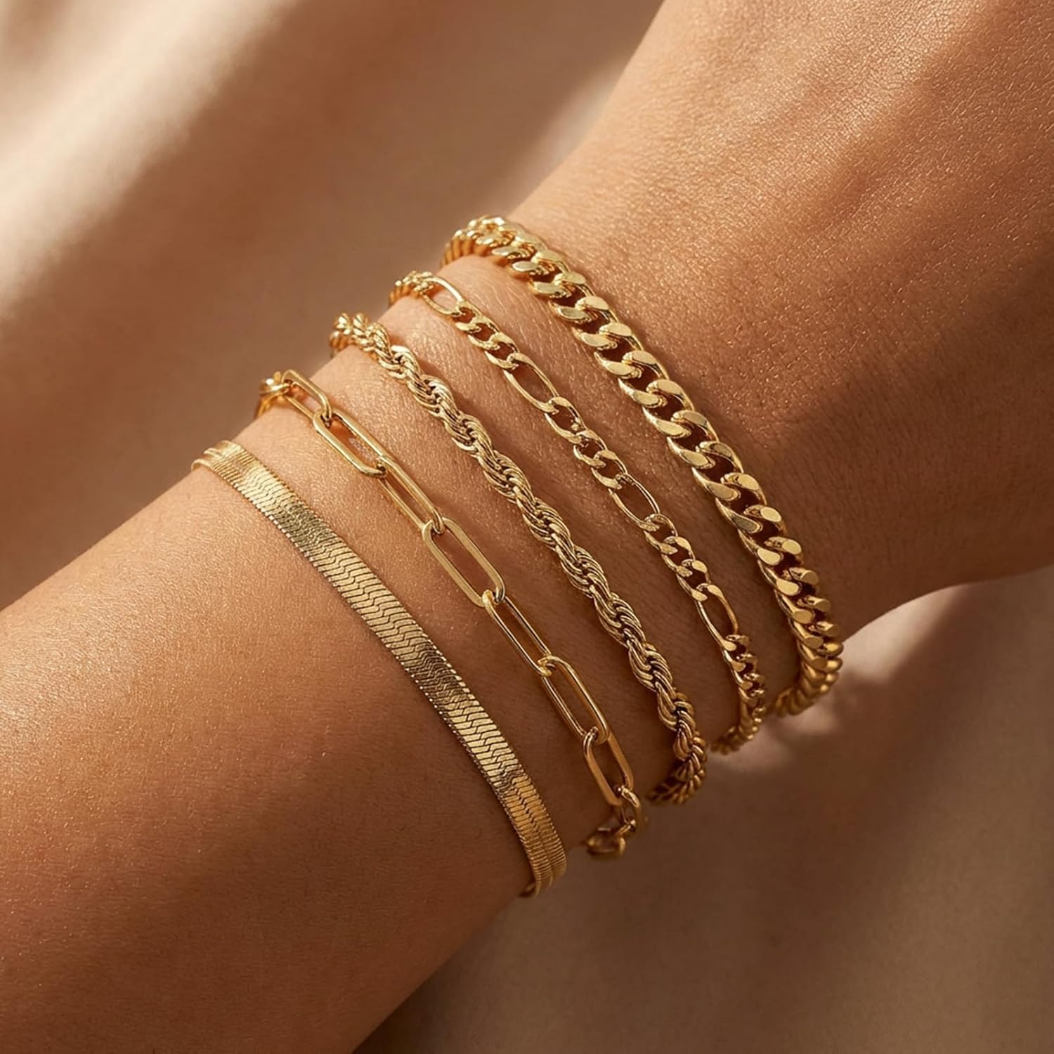 Stackable Bracelet Set for Women, Shell Tennis Cuff Bracelet Gold Silver Layered Chain Bracelets, Mixed Link Bracelets Stack, Trendy Minimalist Wrist Jewelry for Everyday, Party, Gift - Image 2