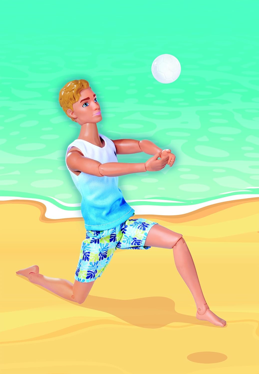Simba 105733662 - Steffi LOVE Strand Kevin - Kevin Wear Swim Shorts and T-Shirt with a Volleyball, 30 cm, From 3 Years