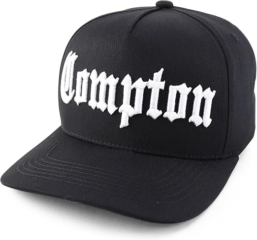 Compton City Old English Embroidered Stretch Fitted Cap - Trendy Baseball Hat - View #9