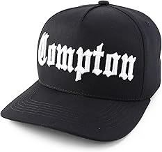 Trendy Apparel Shop Old English Compton City 3D Embroidered 5 Panel Snapback Cap