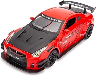 BDTCTK 1/24 Scale Compatible for GTR Model Car Toy, Zinc Alloy Pull Back Toy car with Sound and Light for Kids Boy Girl Gift (Red)