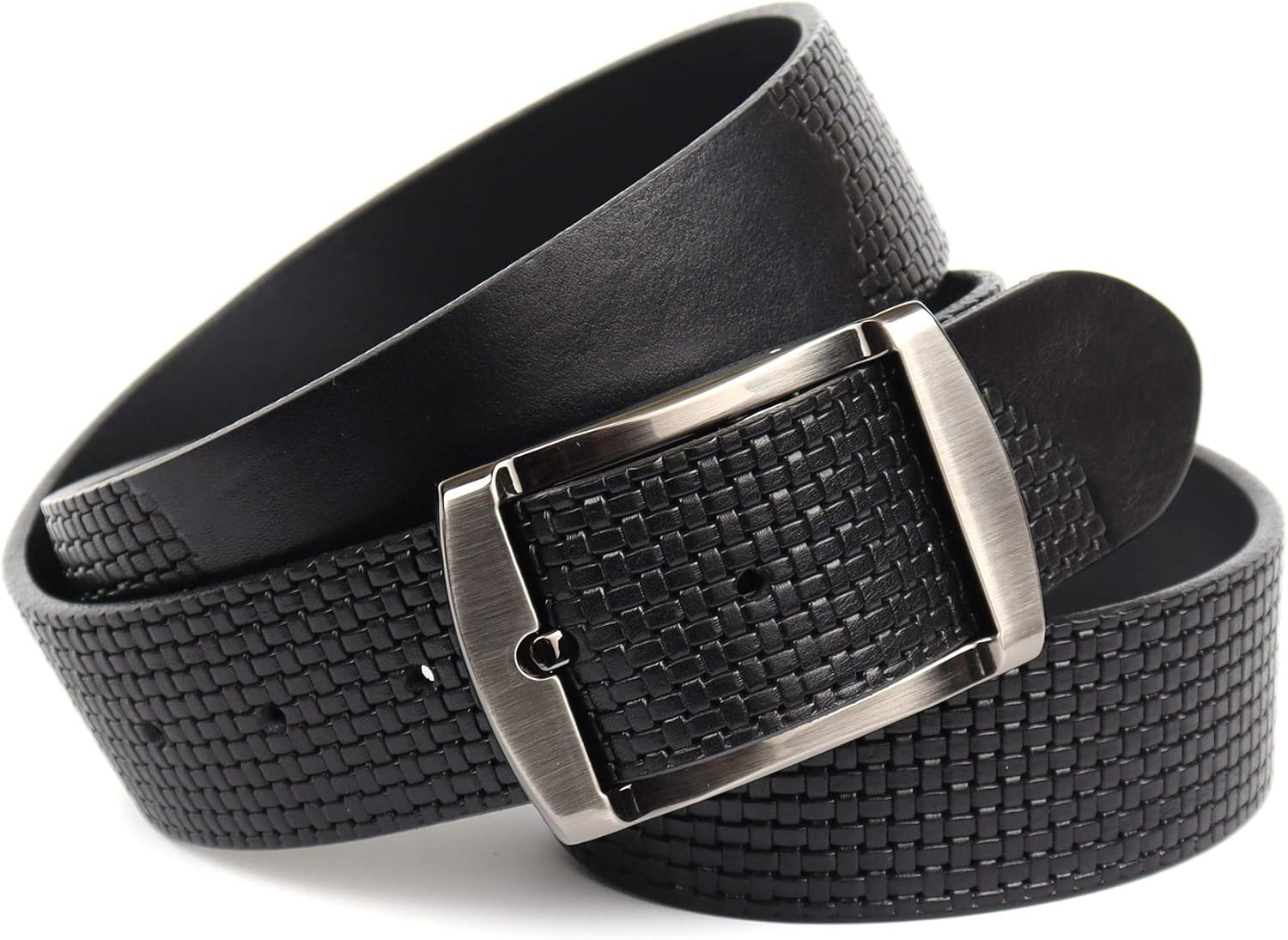 Men's No Pin Buckle and No Holes in The Leather