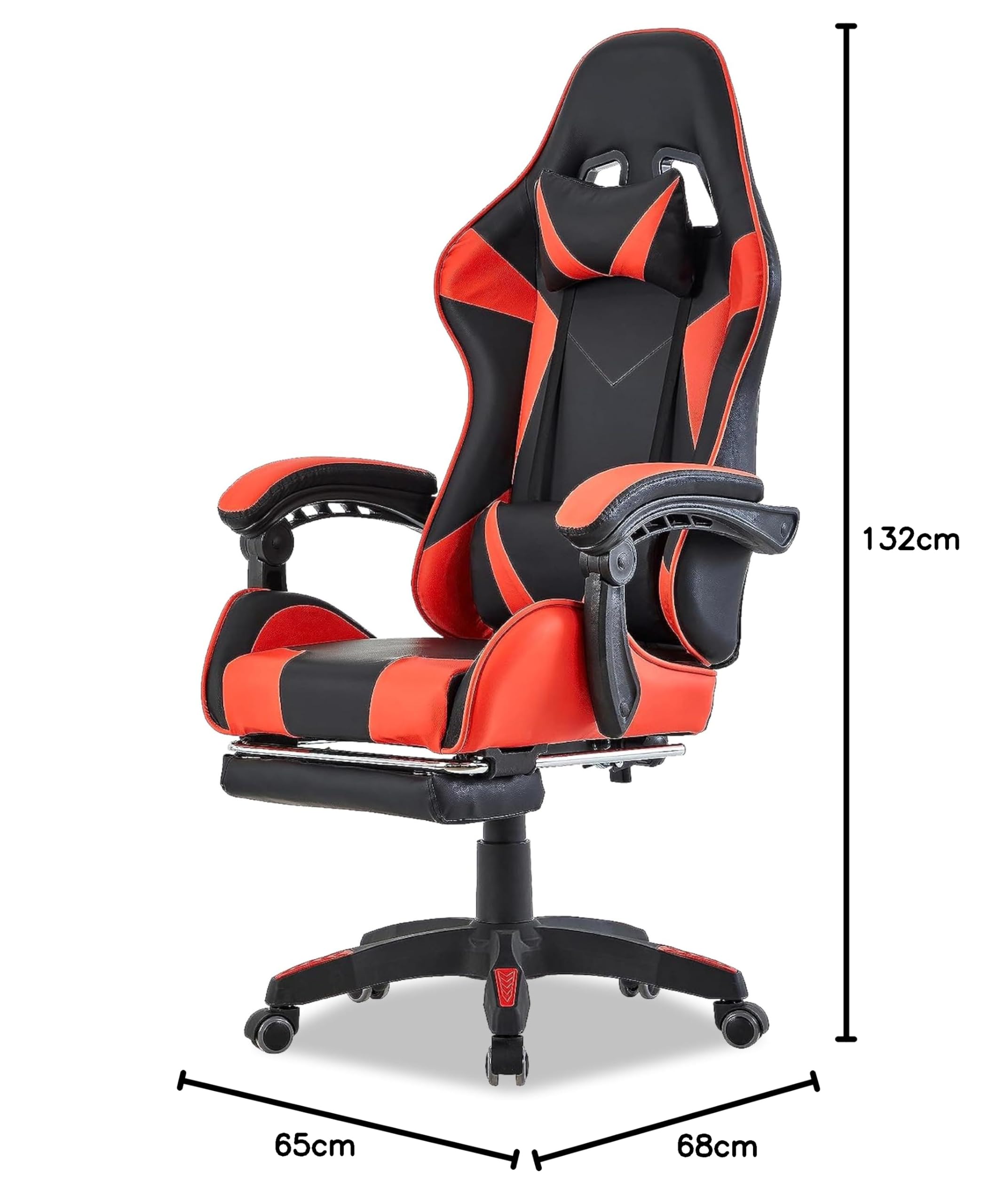 Walden Sedia da gaming, ergonomica, da ufficio, da gaming, schienale regolabile, sedia girevole da corsa, ufficio, computer, ergonomica, videogioco (Rosso)