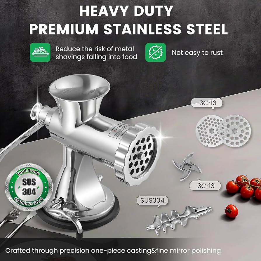 手動肉ミンサー スタッファーチューブ付き ステンレス鋼 肉グラインダー 肉挽き 手動肉ミンサー スタッファーチューブ付き ステンレス鋼 肉