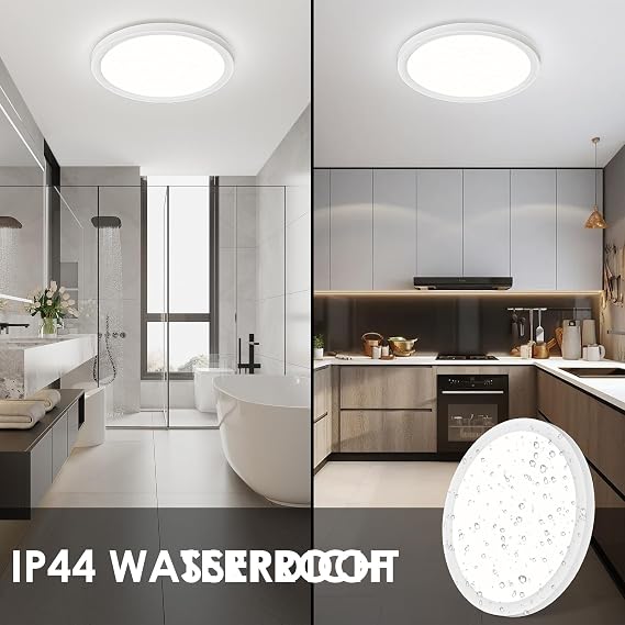 LED Ceiling Light Round Ceiling Light 3000 K 4000 K 6500 K 18 W 1800 LM IP44 Waterproof Modern Simple Lamp for Living Room Bathroom Bedroom Kitchen Thin 220 x 21 mm [Energy Class E]