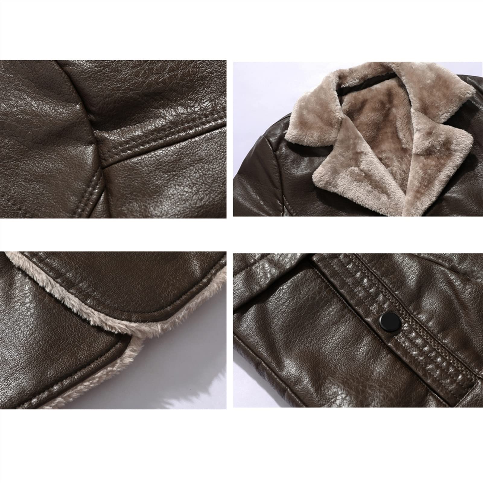 Herren Pelz Lederjacke Flieger Bomber Lammfell Mantel Sherpa Fleece Gefütterte Jacken Herren Kunstpelzjacke