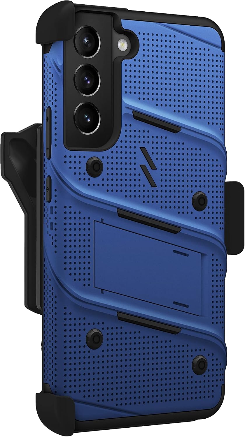 ZIZO Bolt Bundle for Galaxy S22 Plus Case with Screen Protector Kickstand Holster Lanyard - Blue