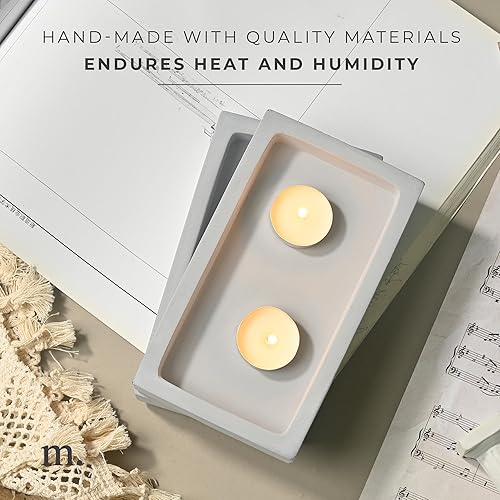 Miniatura 21 de MaisoNovo Bandeja de hormigón blanco para encimera de baño Bandejas de baño para mostrador Bandeja de jabón para cocina Bandeja Blanca,Bandeja