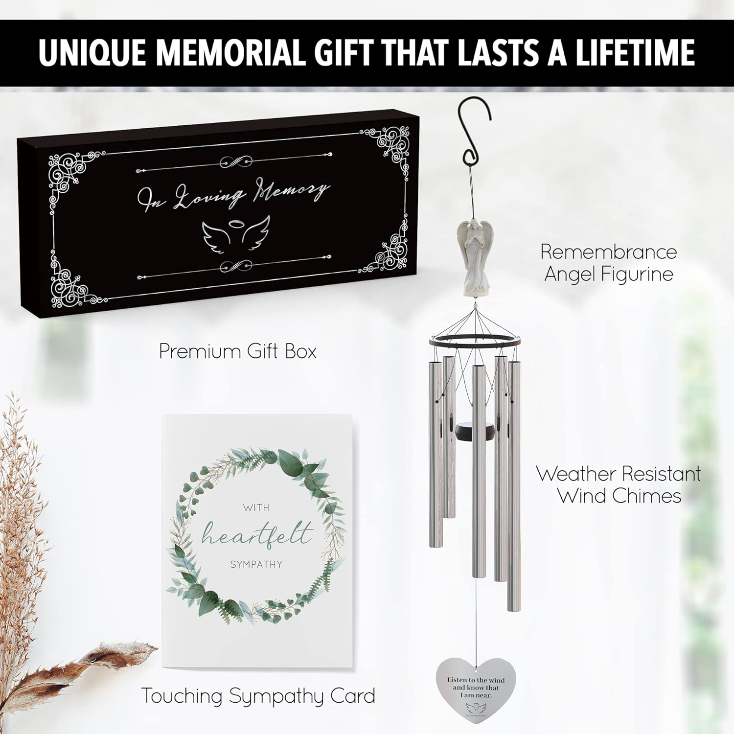 Angel Memorial Wind Chimes for Loss of Loved One - 34" Large Sympathy Wind Chimes, Memorial Gifts for Loss of Loved One Mother Father Husband Bereavement Chimes for Outside Deep Tone - Image 5