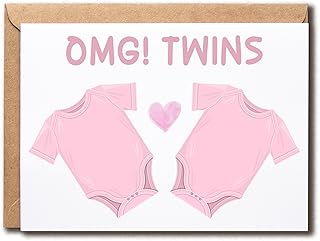 Twin Girls Card - Twin Greeting Card - New Baby Girls - Baby Shower - Congratulations - Mom To Be - Parents To Be - Pregnant