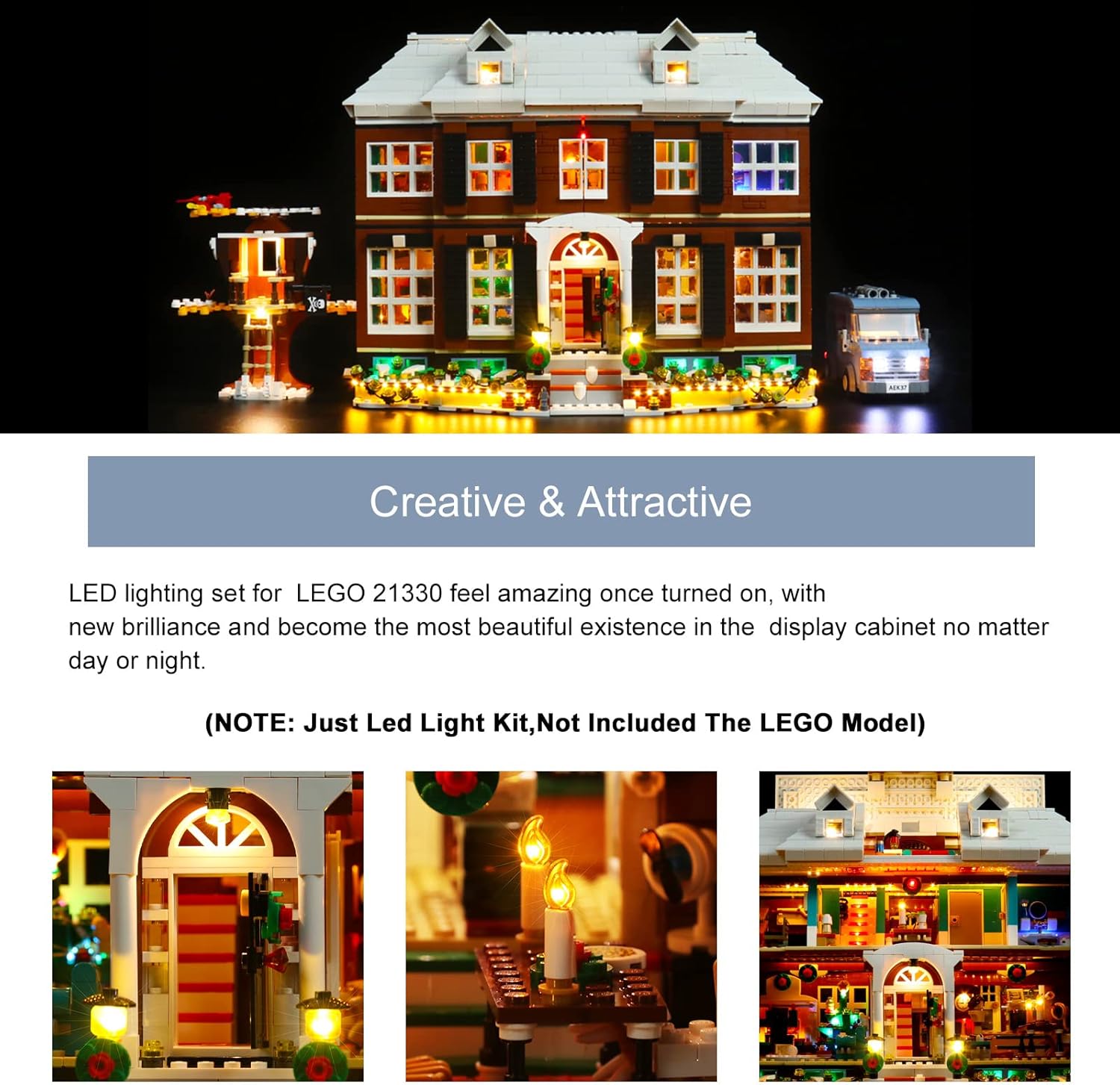 BrickBling LED Light Compatible with Lego Home Alone 21330 Building, Remote Control Lighting Kit Compatible with Lego 21330-No Model Included