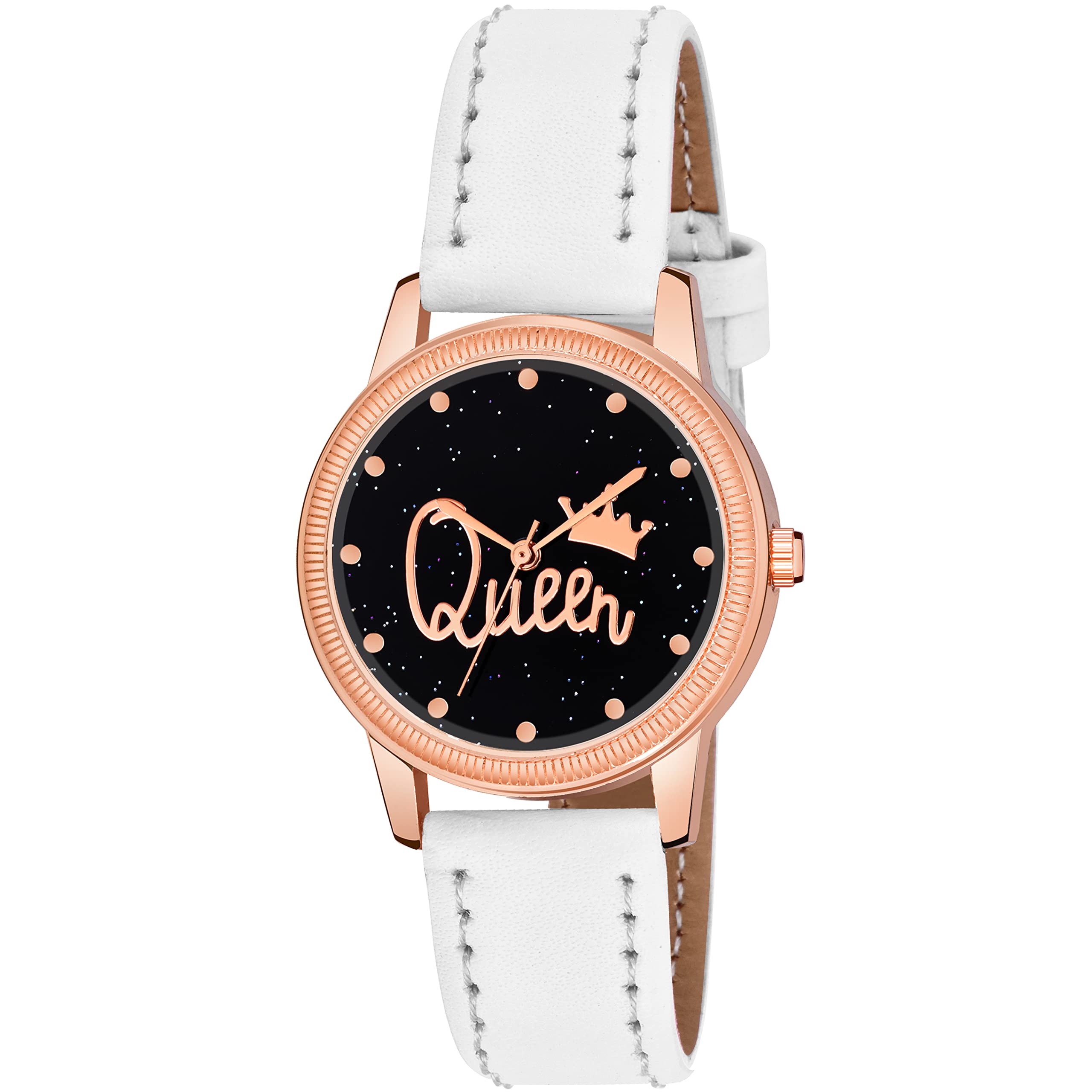 KIARVI GALLERY Clusal Analogue Queen Dial Unique Designer Leather Strap Watch for Girls and Womens (White) (B09VMRD7JD) Amazon Price History, Amazon Price Tracker