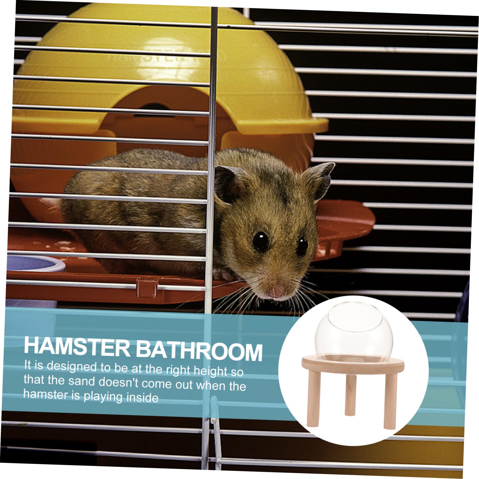 TOYANDONA Transparente Kleine Hamsterbadewanne aus Glas und Holz Sicheres Sandbad für Hamster und Meerschweinchen im Heimgebrauch