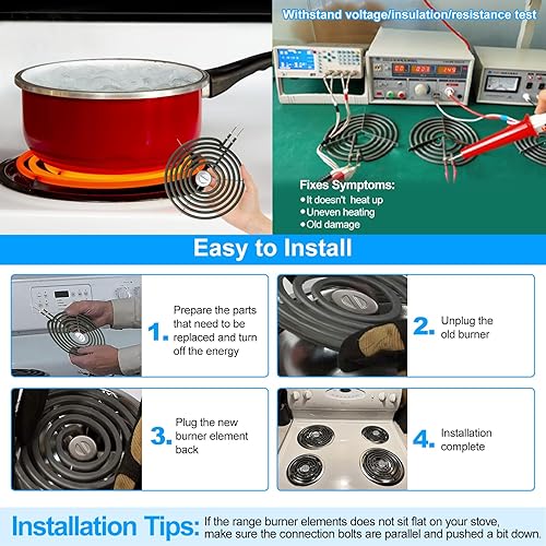 Miniatura 6 de S-Union Paquete de 4 quemadores de estufa eléctricos WB30M1 WB30M2 de repuesto para elemento de estufa GE Hotpoint Kenmore, 2 piezas WB30M1 de 6