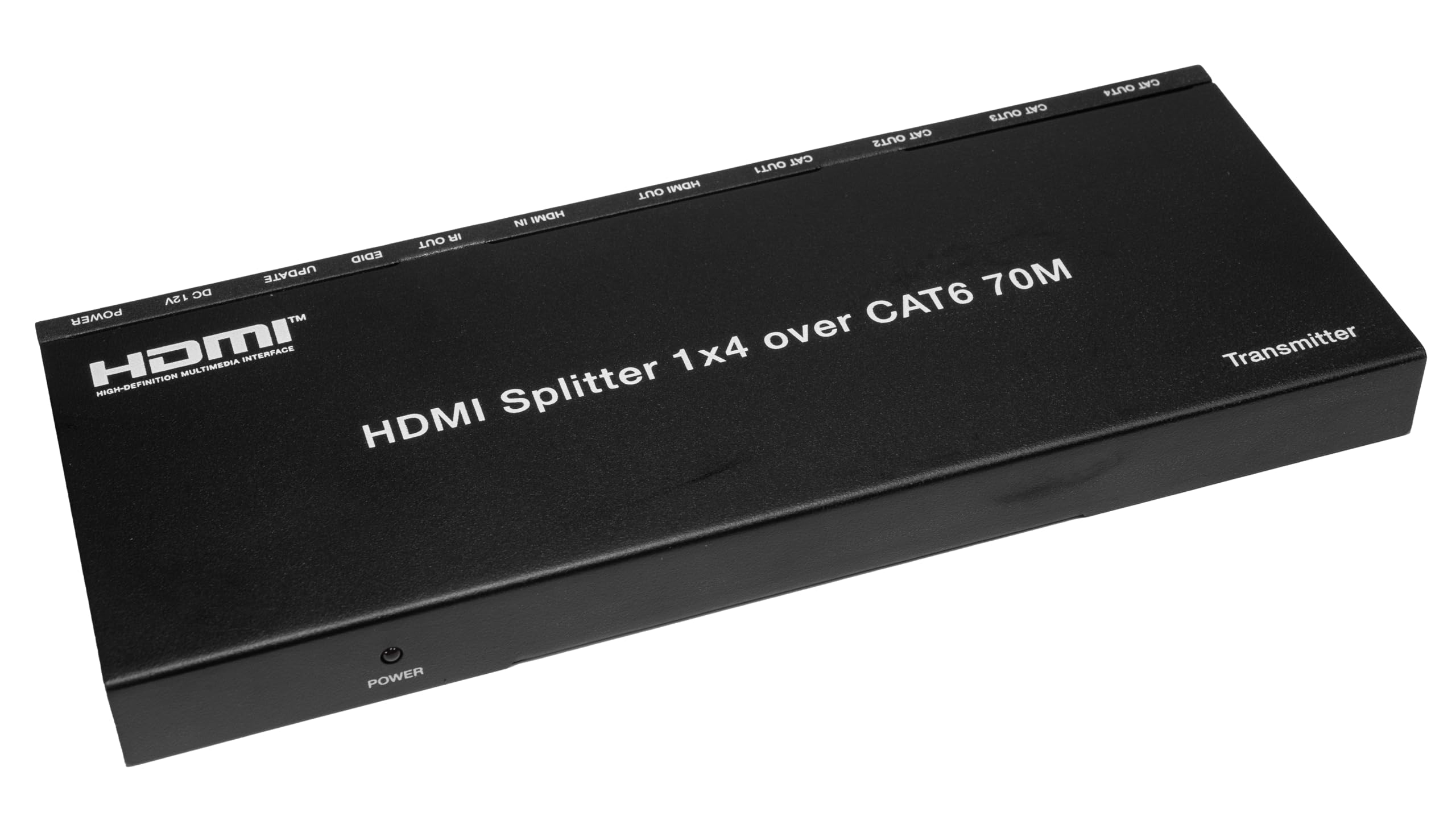 Répartiteur HDMI 1x4 1080p 70M sur Extension Cat5e/6/7 avec 4 récepteurs PoC, Sortie en Boucle HDMI et contrôle IR de la Source TV Depuis Chaque écran Distant