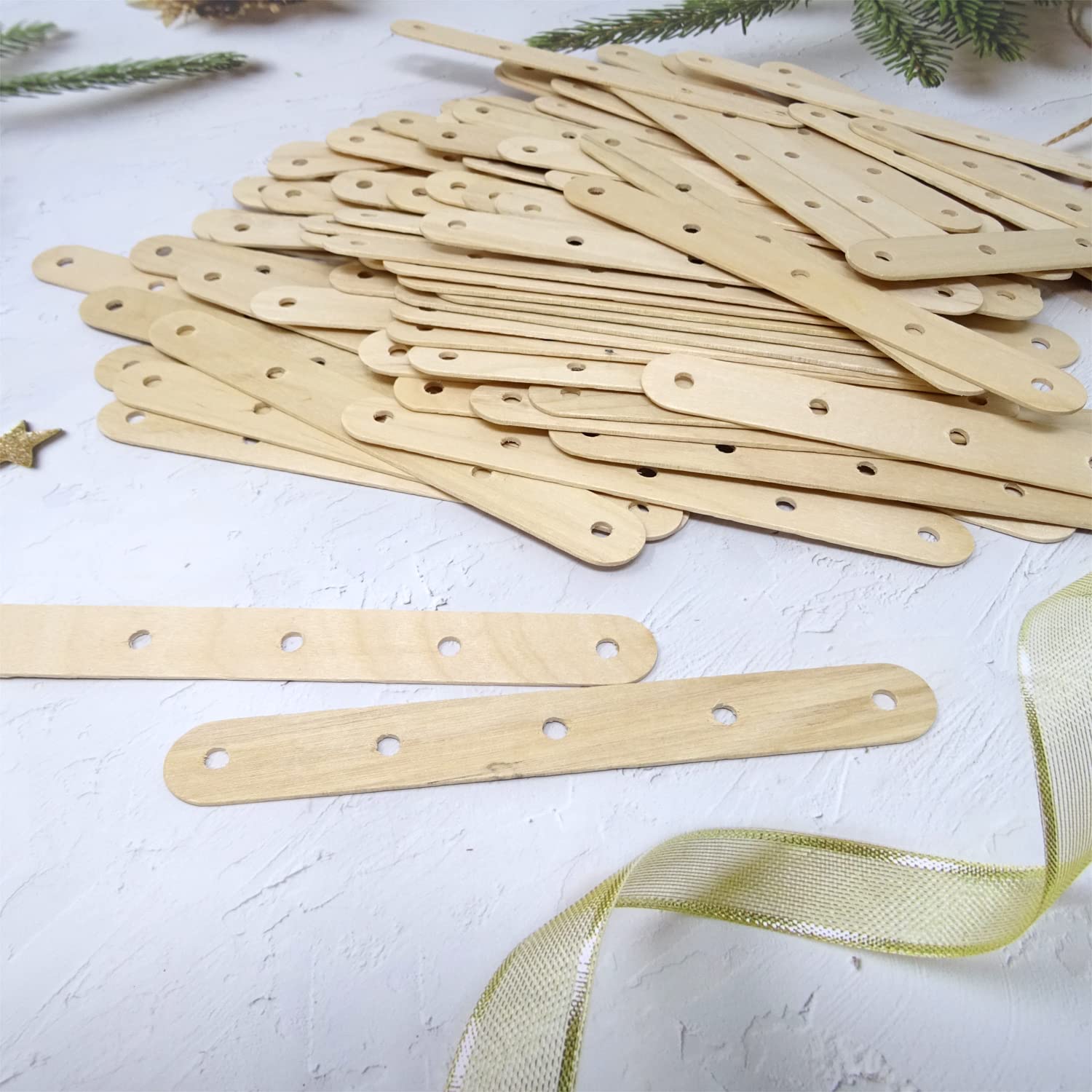 Yueton 100 Supporti Per Stoppini Per Candele In Legno – Con 5 Fori, Riutilizzabili, 15 Cm