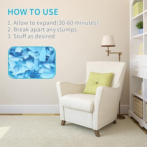 Miniatura 8 de Relleno de puf de 10 libras, relleno de espuma viscoelástica triturada, relleno de puf suave de alta calidad, espuma viscoelástica 100% real para
