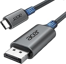 acer USB C to Display Port Cable (4K@60Hz, 2K@165Hz), Type-C Thunderbolt 3/4 to DP Cable with MST, Freesync, for iPhone 15/16 Pro Max, MacBook iPad Pro Air M2, Mac mini M4, Surface Pro, S24 etc. 2m