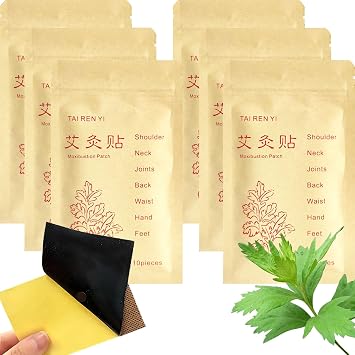 60pcs Moxibustion Patches Moxa Heat Pack Plaster, Soothe Sore Muscle, Self-Heating Patch for Shoulder, Neck, Back, Knee, Waist, Hand, Great for Elderly & Workers, 7x10cm, Pack of 6
