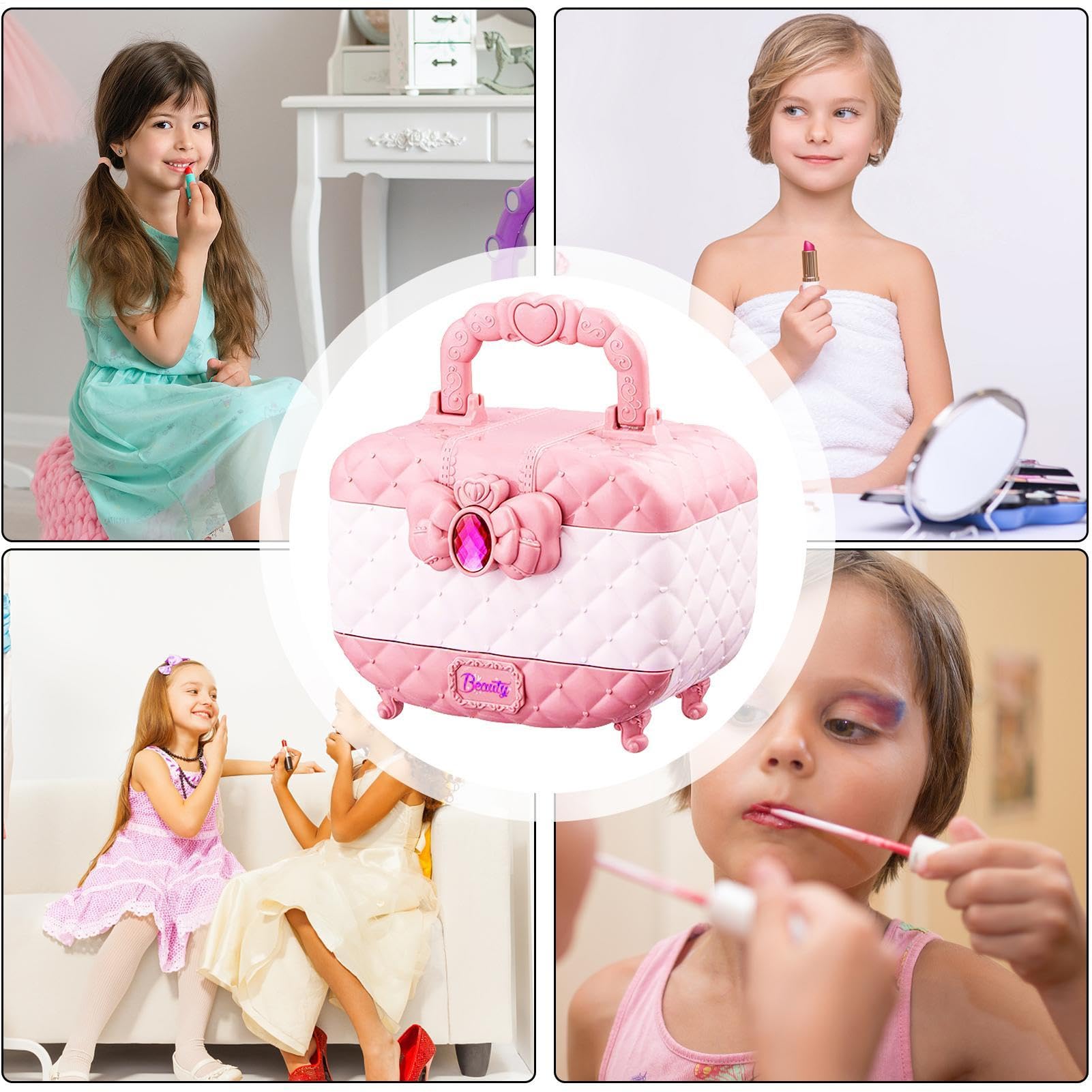 Trucco Per Bambini | Astuccio Cosmetici Princess Borsa Per Il Trucco Per | Bambini Piccoli | Kit Di Trucco Per Ragazze Senza Carico, Giocattoli Portatili Princess Cosmetics Per Ragazze Da 3 A 3 Anni