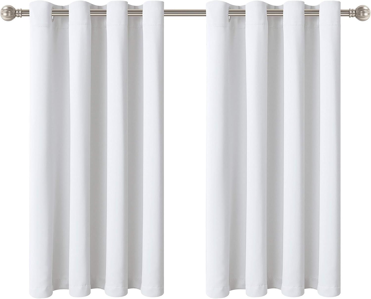 LORDTEX Blackout Curtains for Bedroom, Thermal Insulated Blackout Drapes with Grommet Top, Room Divider - Noise Reducing and Light Blocking Window Treatment Panels (Greyish White, 52 x 54 inch)
