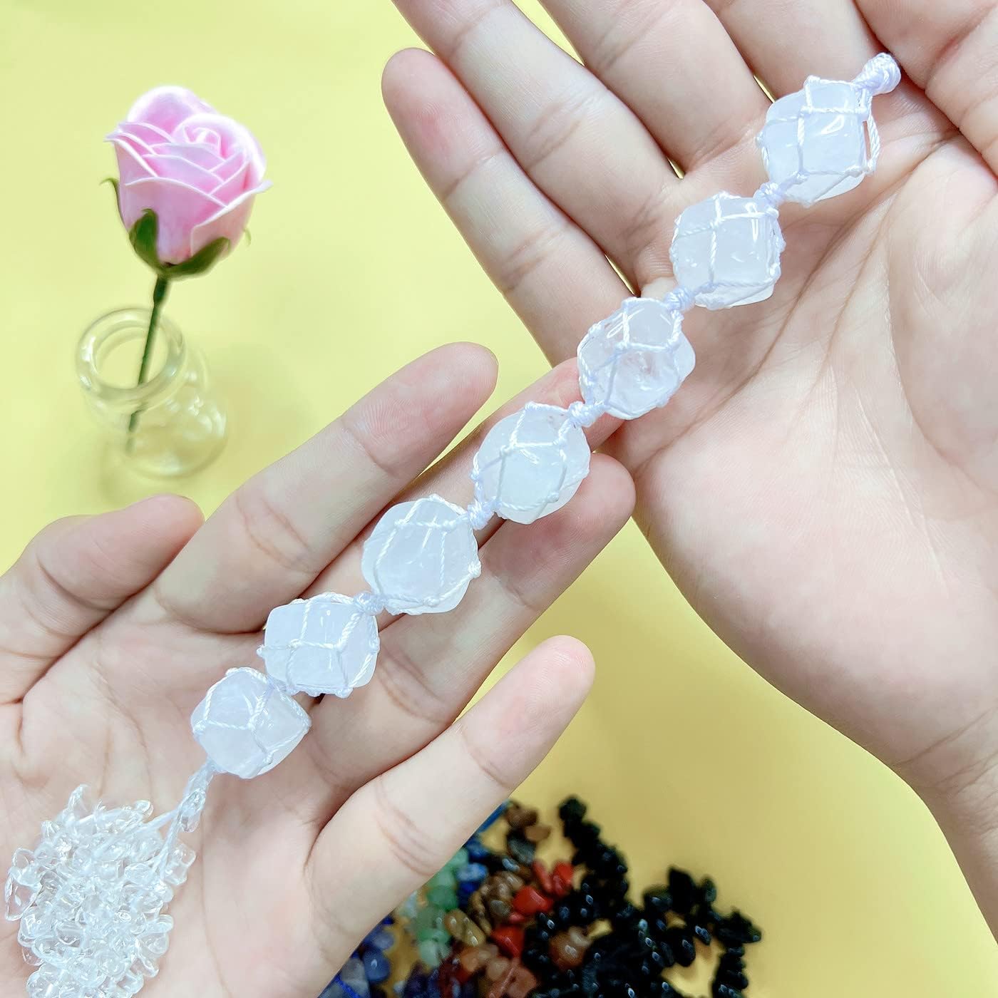XIANNVXI Clear Quartz Crystal Hanging Healing Crystals Gemstones Decor Tumbled Stones Car Rearview Mirror Wall Hanging Crystals Reiki Crystal Gifts - Image 3