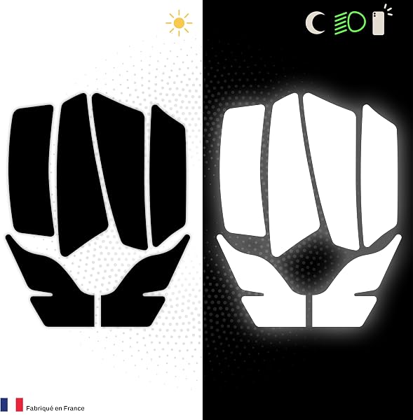 Kit Spécial Autocollants Stickers Réfléchissants pour Casque Moto Scorpion Kit Universel - Adhésif Noir de Signalisation Homologués Normes Française - Visibilité de Nuit - 2