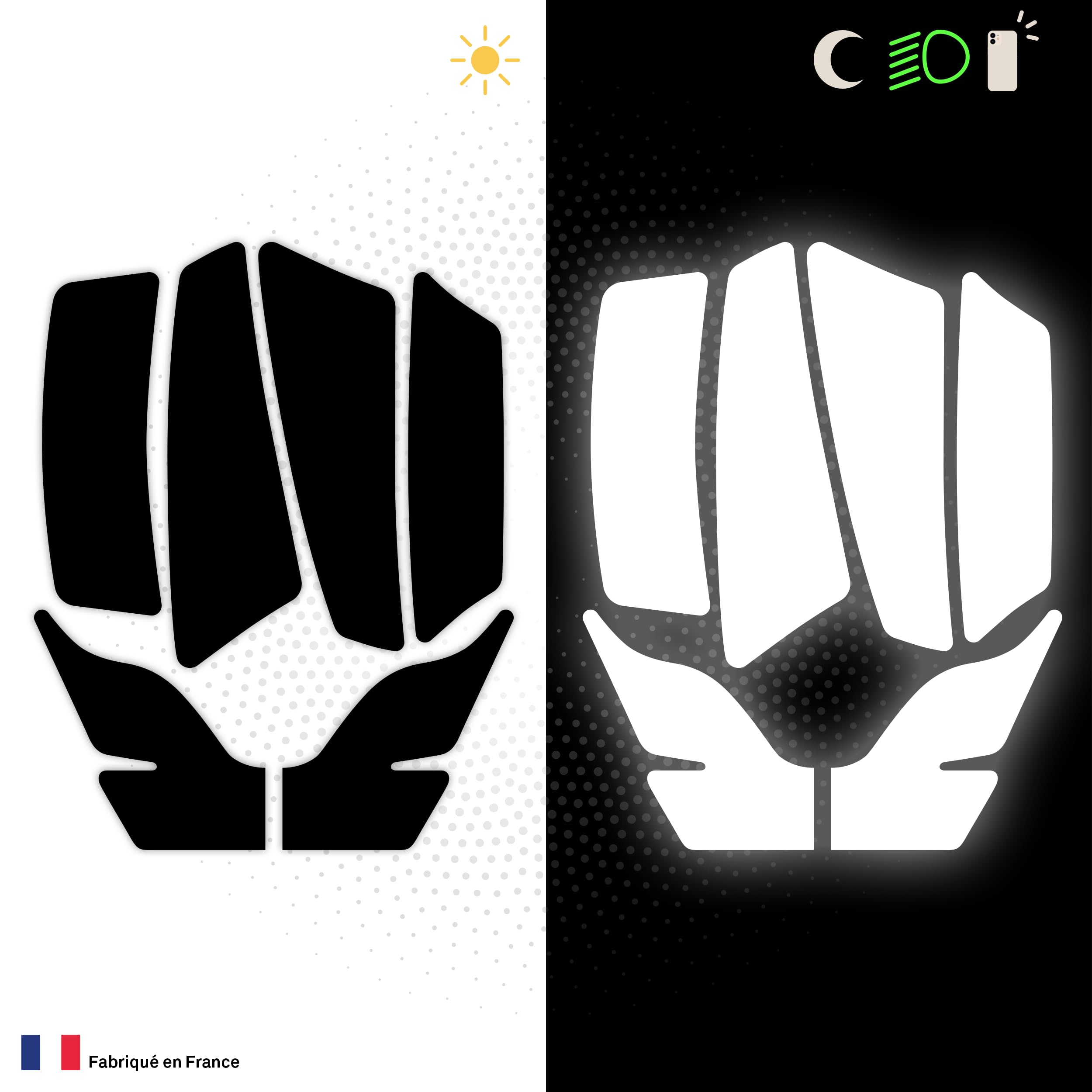 Kit Spécial Autocollants Stickers Réfléchissants pour Casque Moto Scorpion Kit Universel - Adhésif Noir de Signalisation Homologués Normes Française - Visibilité de Nuit - 3