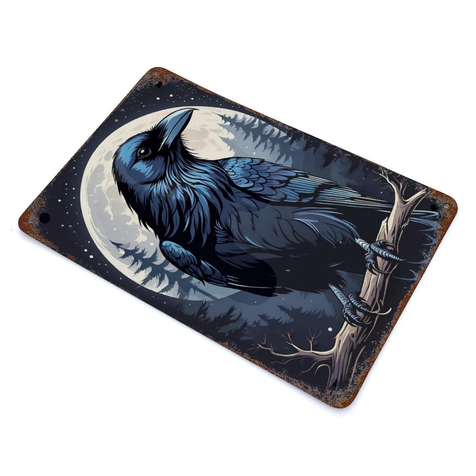 Moonlit Raven Retro Metal Sign 11.8"x7.9", for Garage, Bar And Workshop Decor, Shabby Chic Decor