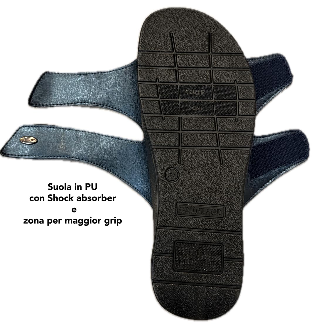 GRUNLAND ciabatte donna Comfort ecopelle FRESIA strappi con plantare estraibile DRY SOFT