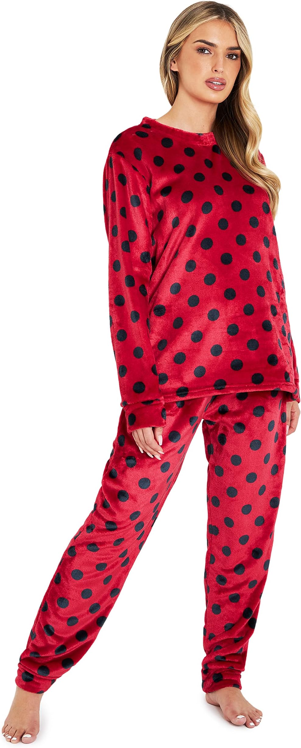CityComfortFleece Womens Pyjamas Set Long Sleeve Fluffy Loungewear Adults Teenagers, Winter PJs Warm Nightwear, Gifts for Her
