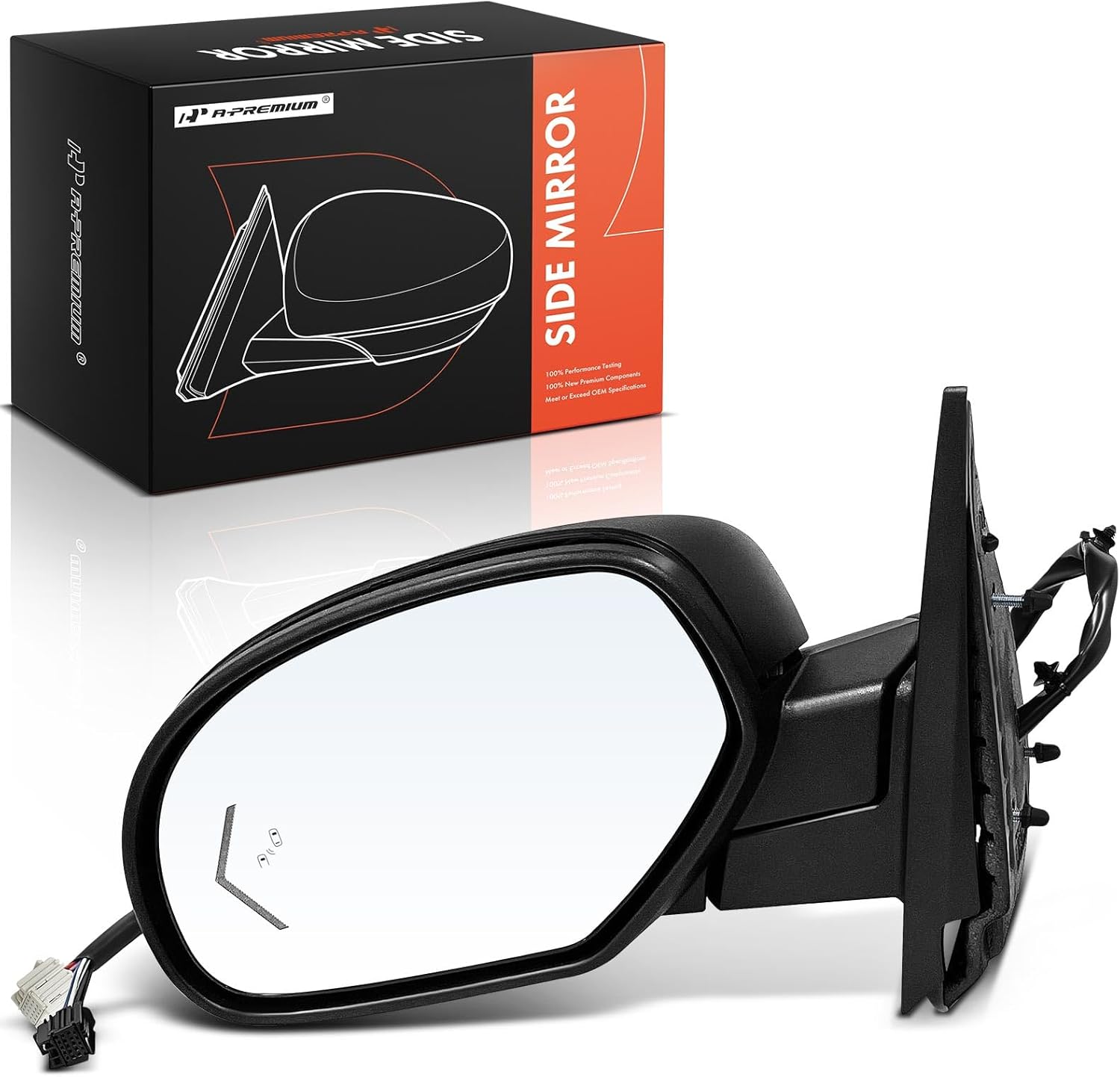 A-Premium Driver Side Power Door Mirror - Compatible with Chevrolet Tahoe, Suburban 1500 2500 & GMC Yukon, Yukon XL 1500 2500 - Heated Power Folding Black Textured Outside Rear View Mirror