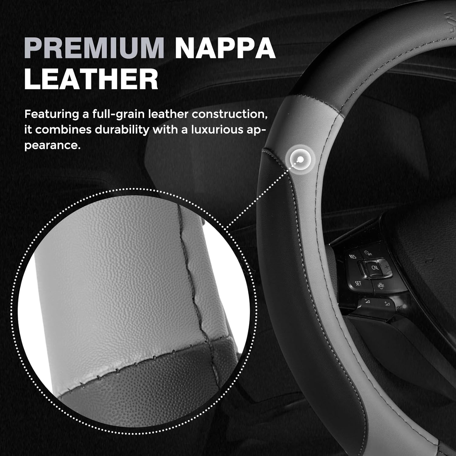 FLORICH Car Steering Wheel Cover, Microfiber Leather Steering Wheel Covers with Anti-Slip Lining, Breathable Elastic Car Steering Wheel Protector, Universal Standard Size 14-15 inch - Image 6