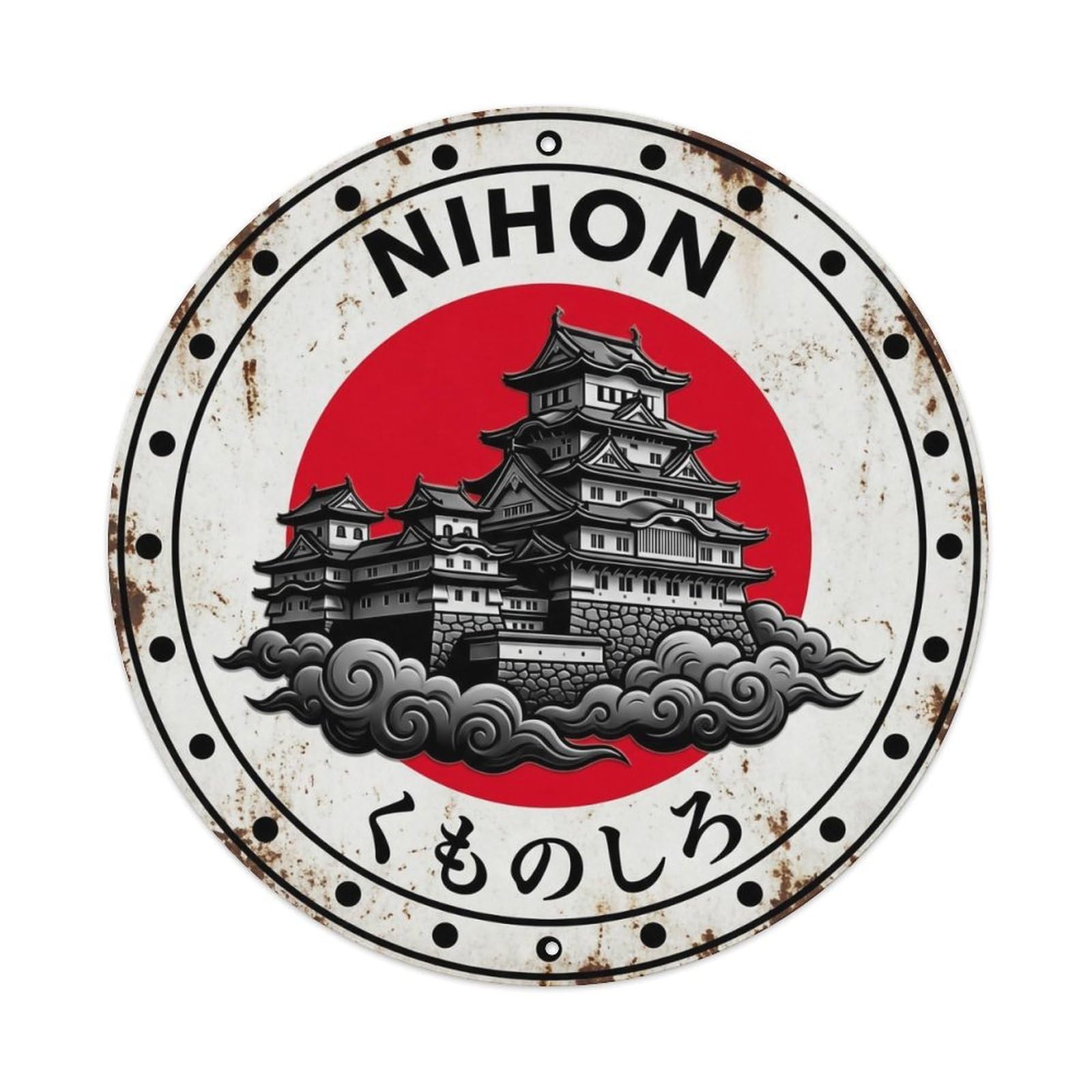 Cloud Castle Nihon Fortress Building Historic Metal Tin Sign