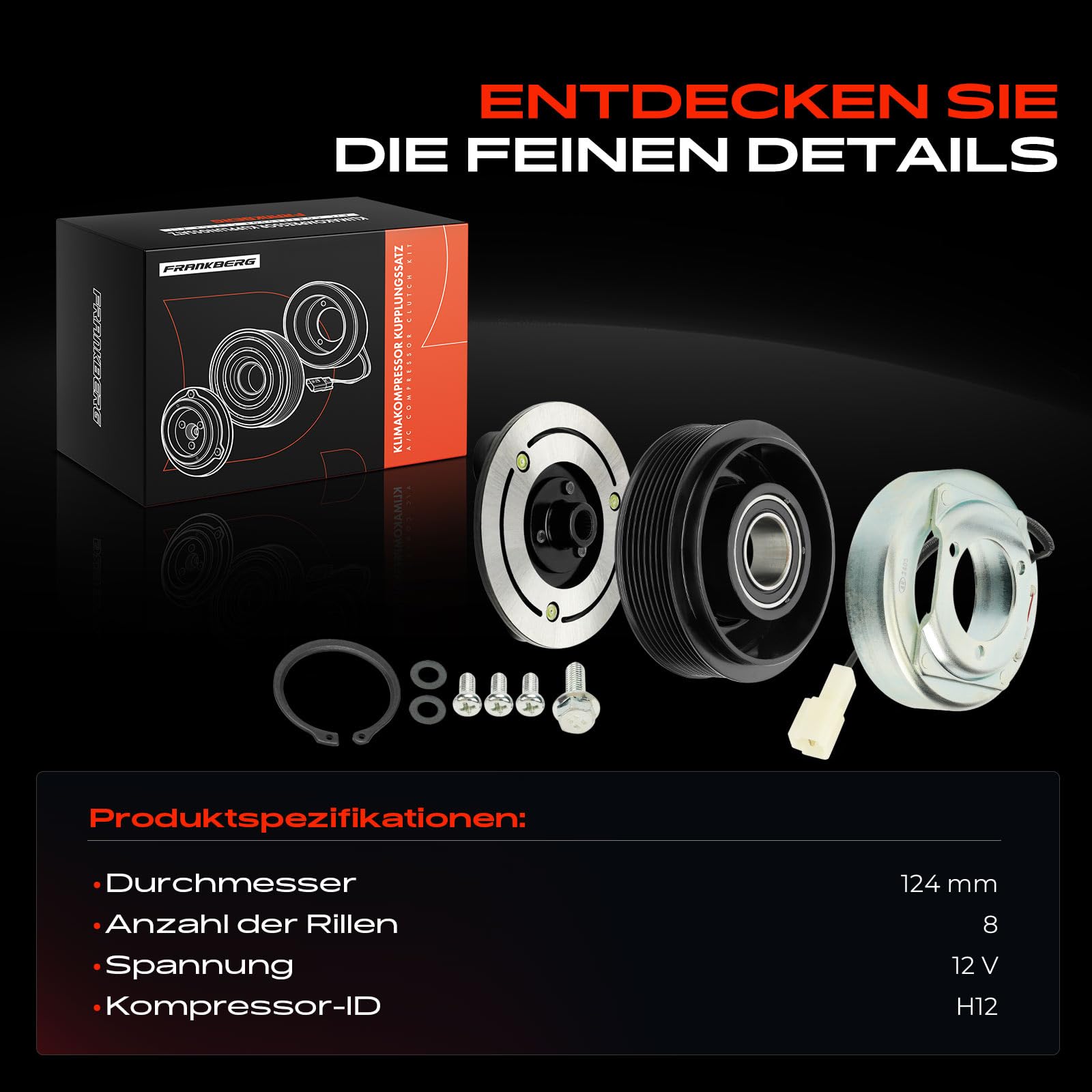 Frankberg 1x Mitnehmerscheibe + 1x Riemenscheibe + 1x Magnetspule H12 Diesel Kompatibel mit 5 CR19 6 Hatchback G.G 6 Station Wagon G.Y 6 Stufenheck Replace# H12A1AE4DC