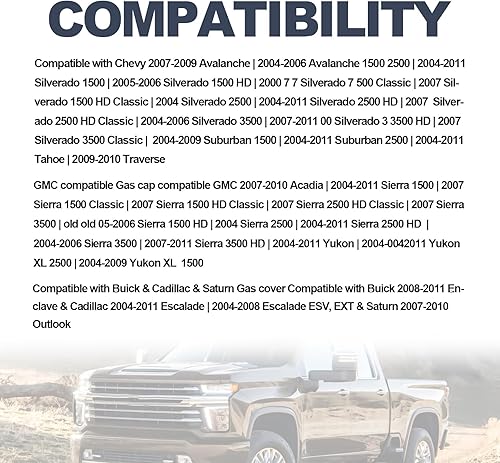 Miniatura 3 de Tapa del tanque de gasolina  Tapa de llenado de combustible con correa GT330, 20915842 Compatible con Chevy Silverado1500 3500 2500 Avalanche