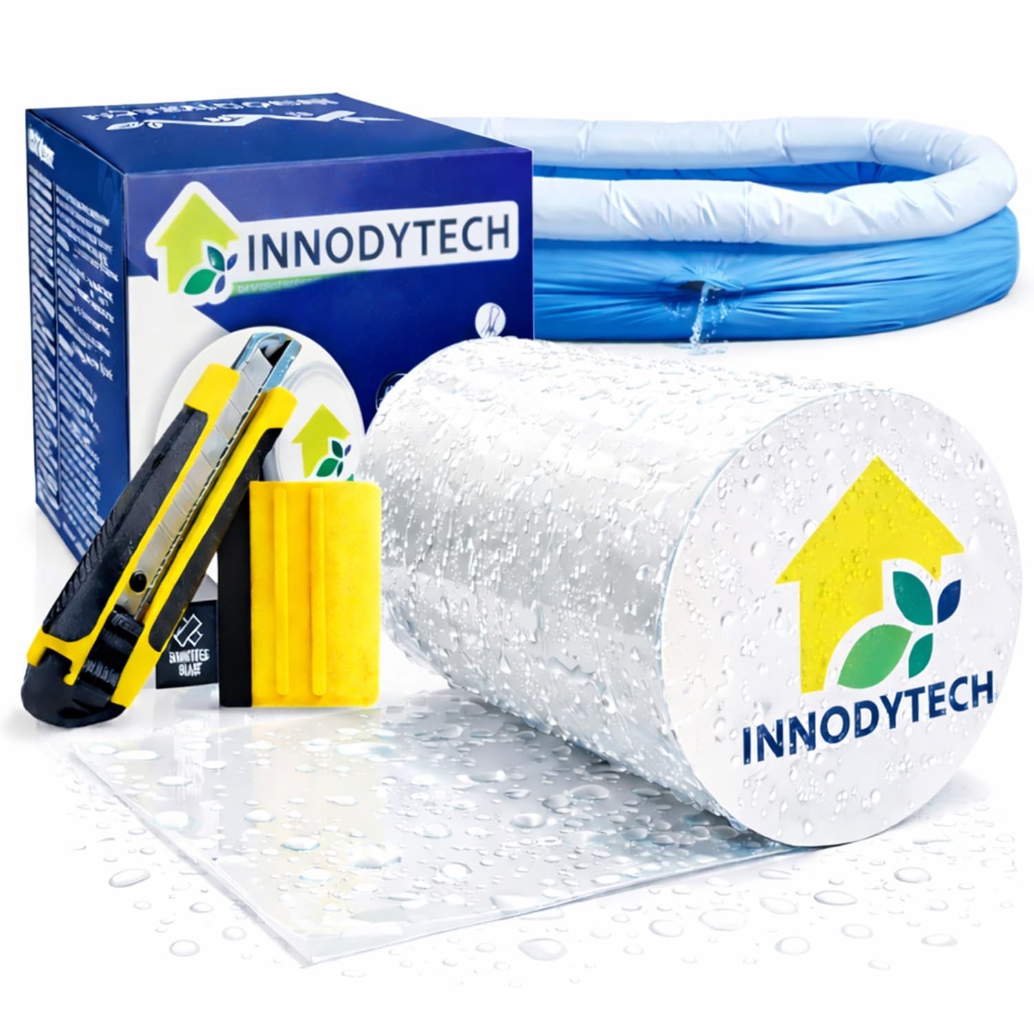 Cinta impermeable autoadhesiva (10 cm x 1,5 m), cinta adhesiva impermeable de PVC, sellador fugas agua ideal para hogar, jardín o camping, repara fugas, grietas y roturas en segundos sin esfuerzo