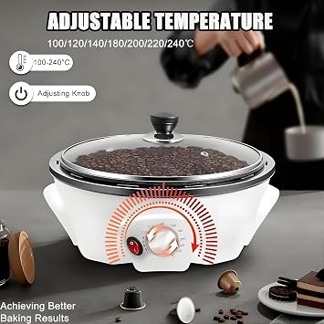 Coffee Roaster Machine, Electric Bean Roaster for Home and Commercial Use, 0-240℃ Temperature Control, Even Heating Drum, 800G Capacity
