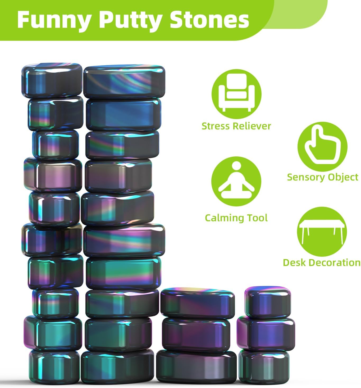 50 PCS Fidget Toys for Adults Kids, Sensory Stones Magnet Toys for Autism ADHD Stress Relief, Weak Magnetic Executive Desk Toy Novelty Magnets Ferrite Putty, 20 mm, Colorful