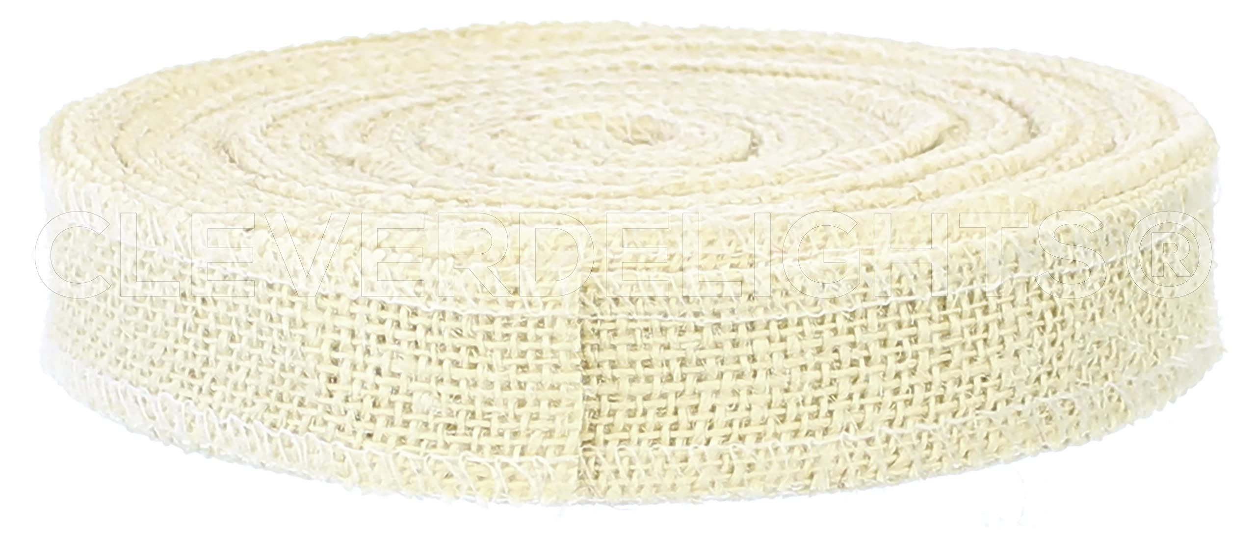 CleverDelights Burlap Ribbon - 1 Inch Wide 25 Yard Roll | Finished Edge Jute Fabric For Crafts