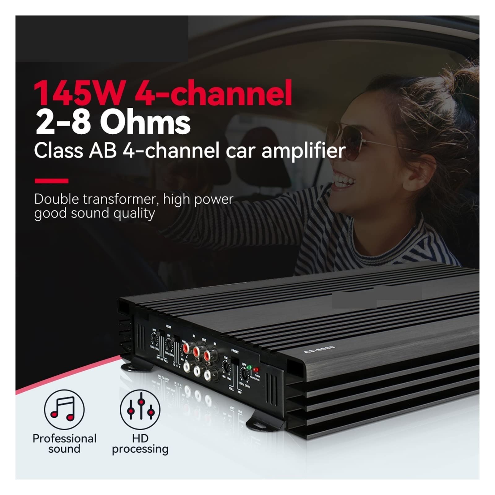 4-kanałowy 12 V AS-8080 wzmacniacze samochodowe potężny Mini HiFi cyfrowe stereo Bass wzmacniacz mocy urządzenie samochody Subwoofer,Szeroka kompatybilność