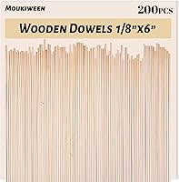 Vista 11 de Moukiween Varillas de madera, 100 varillas redondas de madera de 1/4 x 6 pulgadas para manualidades, decoración del hogar, soporte de pasteles