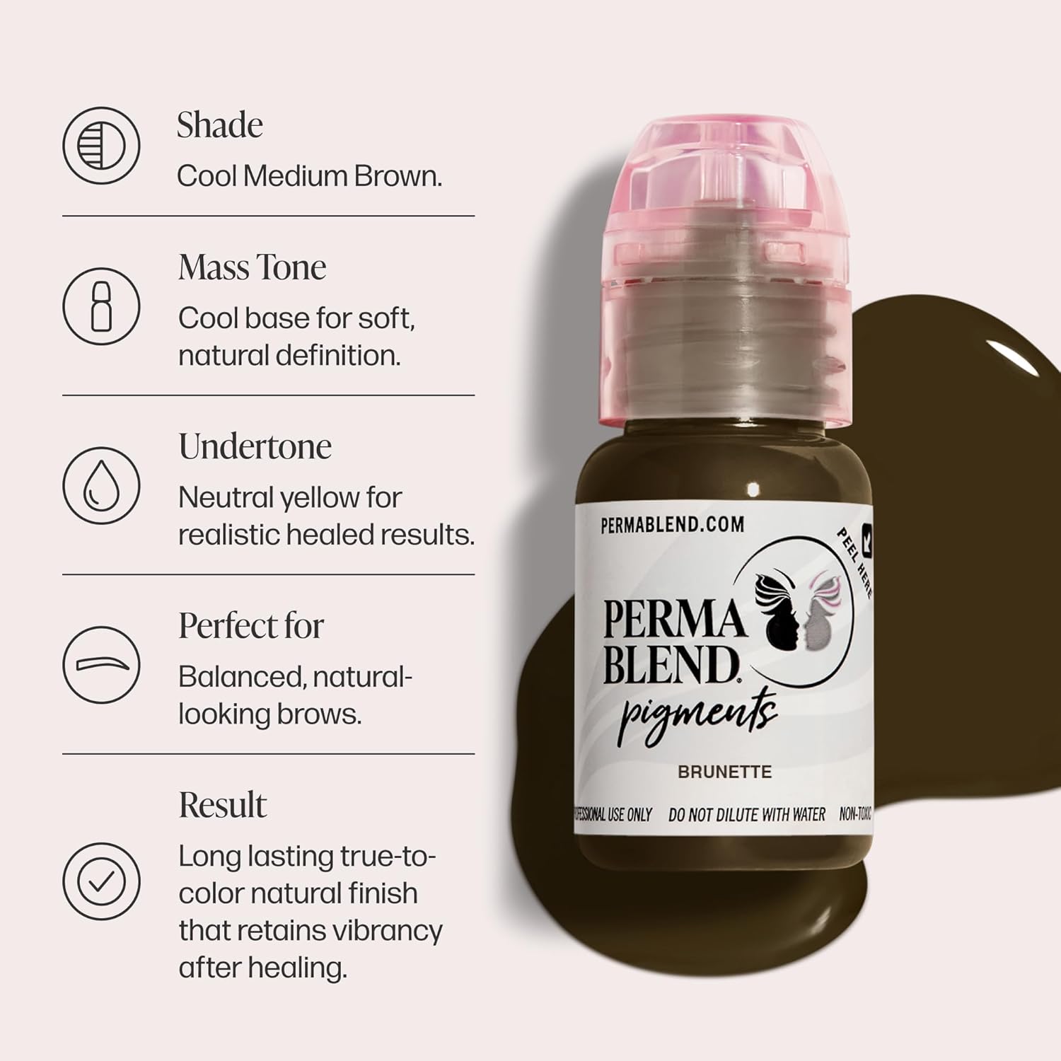 Perma Blend - Brunette Tattoo Ink - Microblading Supplies for Eyebrow Tattoo or Eyeliner Permanent Makeup - Professional Tattoo Ink in Brunette - High Opacity - Vegan (0.5 oz)