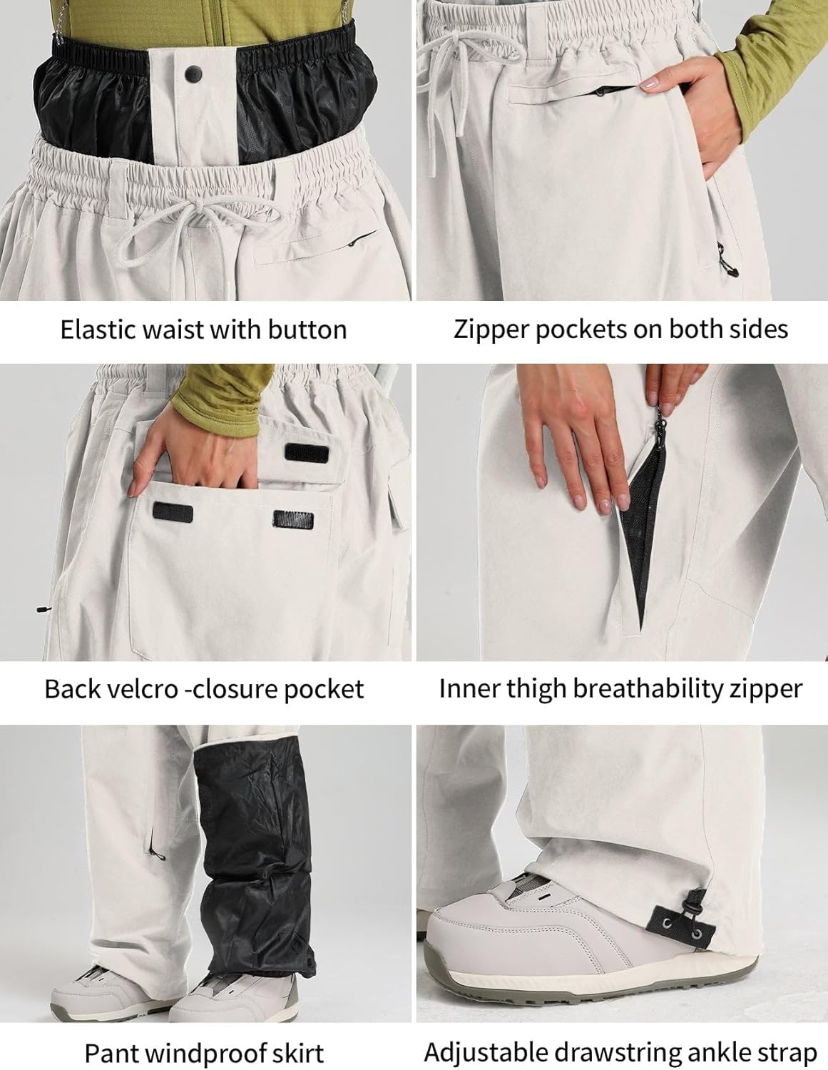 GSOU SNOW Ski Suit Men Baggy Ski Jacket and Pants Set Snow Suit Washed Effect Waterproof Insulated Windproof for Snow Sport - Image 5