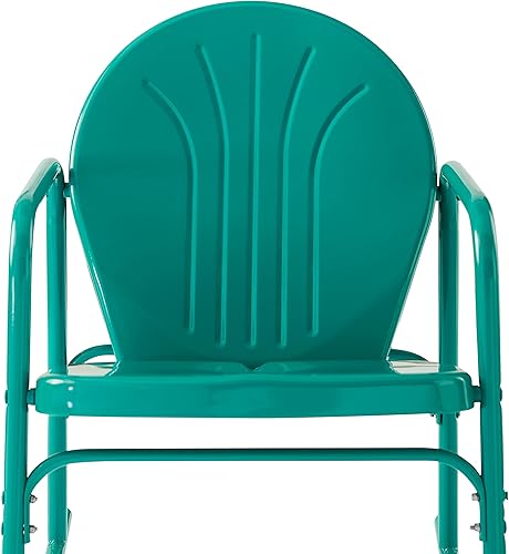 Miniatura 12 de Crosley Furniture Griffith - Juego de 2 mecedoras de metal retro para exteriores, para porche, terraza, balcón, patio trasero, turquesa brillante