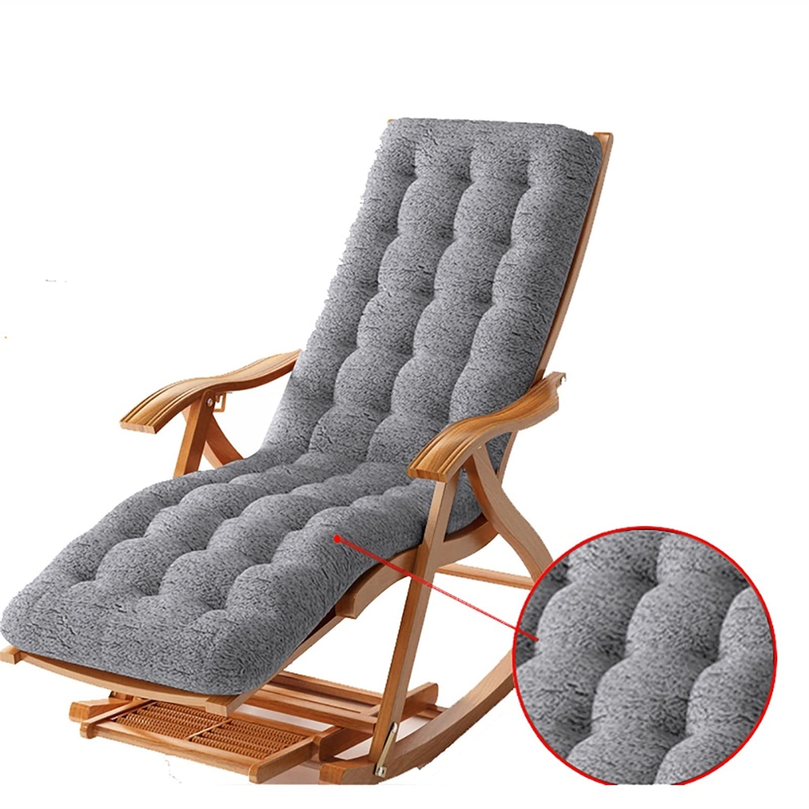 Drewniany składany fotel bujany, przenośny, do użytku na zewnątrz, ze zdejmowaną bawełnianą poduszką, idealny do ogrodu, na plażę i do relaksu – wygodny i stylowy design