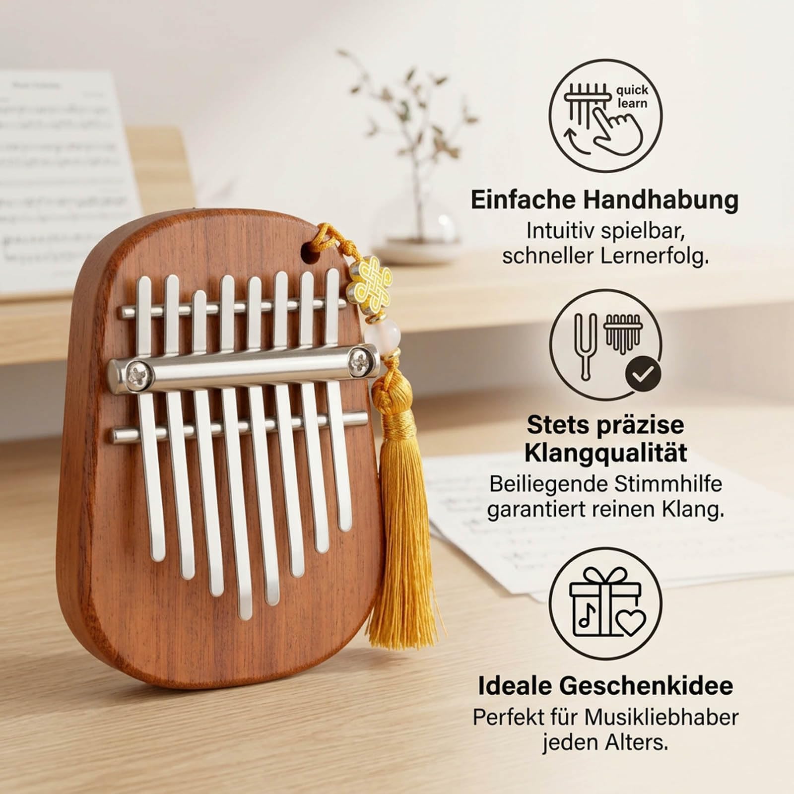 3 Stück Kalimba, Musikinstrument Set Mit Daumenklavier, Klöppel Und Anhänger, Klangvoll Und Einfach Zu Spielen, Kompakt Und Tragbar, Perfekt Für Anfänger Und Musikliebhaber Im Alltag