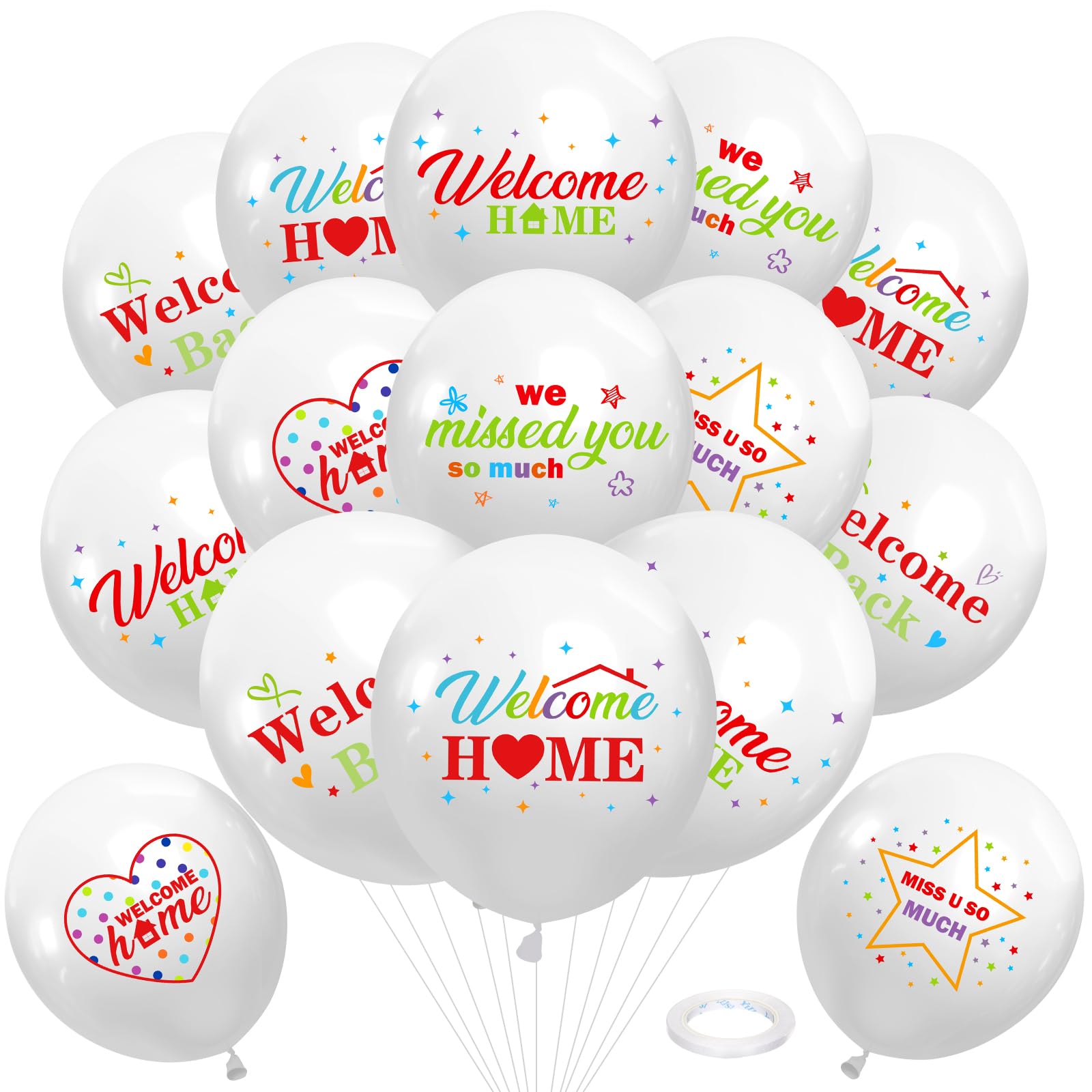 36 Pcs Welcome Home Balloons Decorations Colorful We Missed You So Much Welcome Back Balloons for Homecoming Military Return Housewarming Reunion