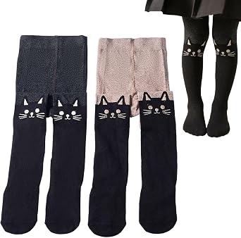 Girls Tights, 2 Pack Stockings for Girl, Cable Knit Cotton Toddler Tights Pantyhose 1-11 Years